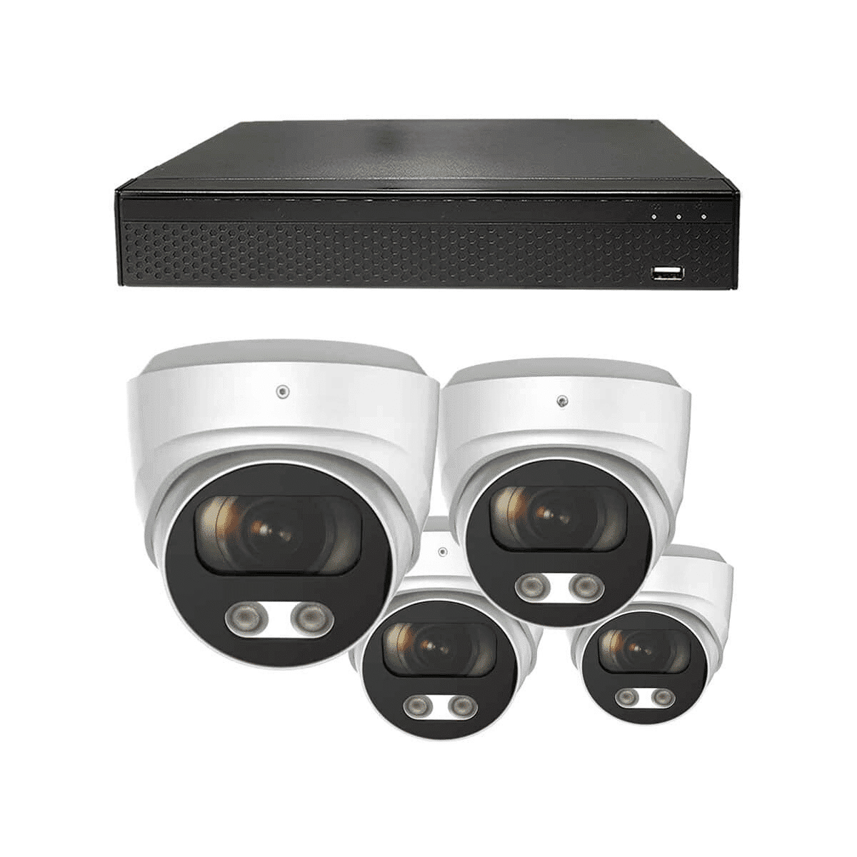 Dutch Security Systems 4x Beveiligingscamera Bekabeld - Dome Basic - Wit