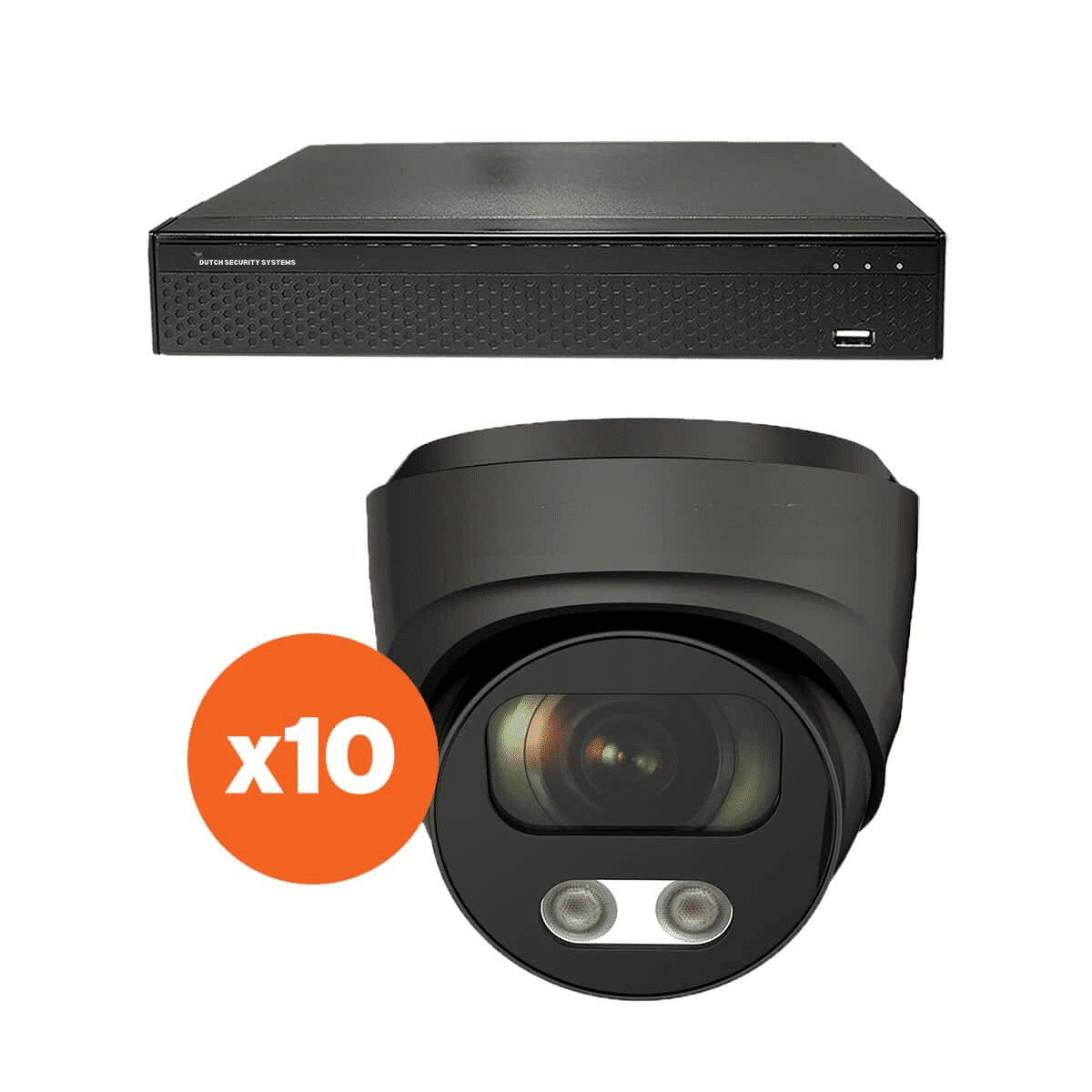 Dutch Security Systems 10x Beveiligingscamera Bekabeld - Dome Basic - Zwart