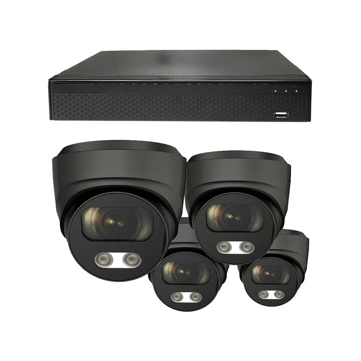 Dutch Security Systems 4x Beveiligingscamera Bekabeld - Dome Basic - Zwart