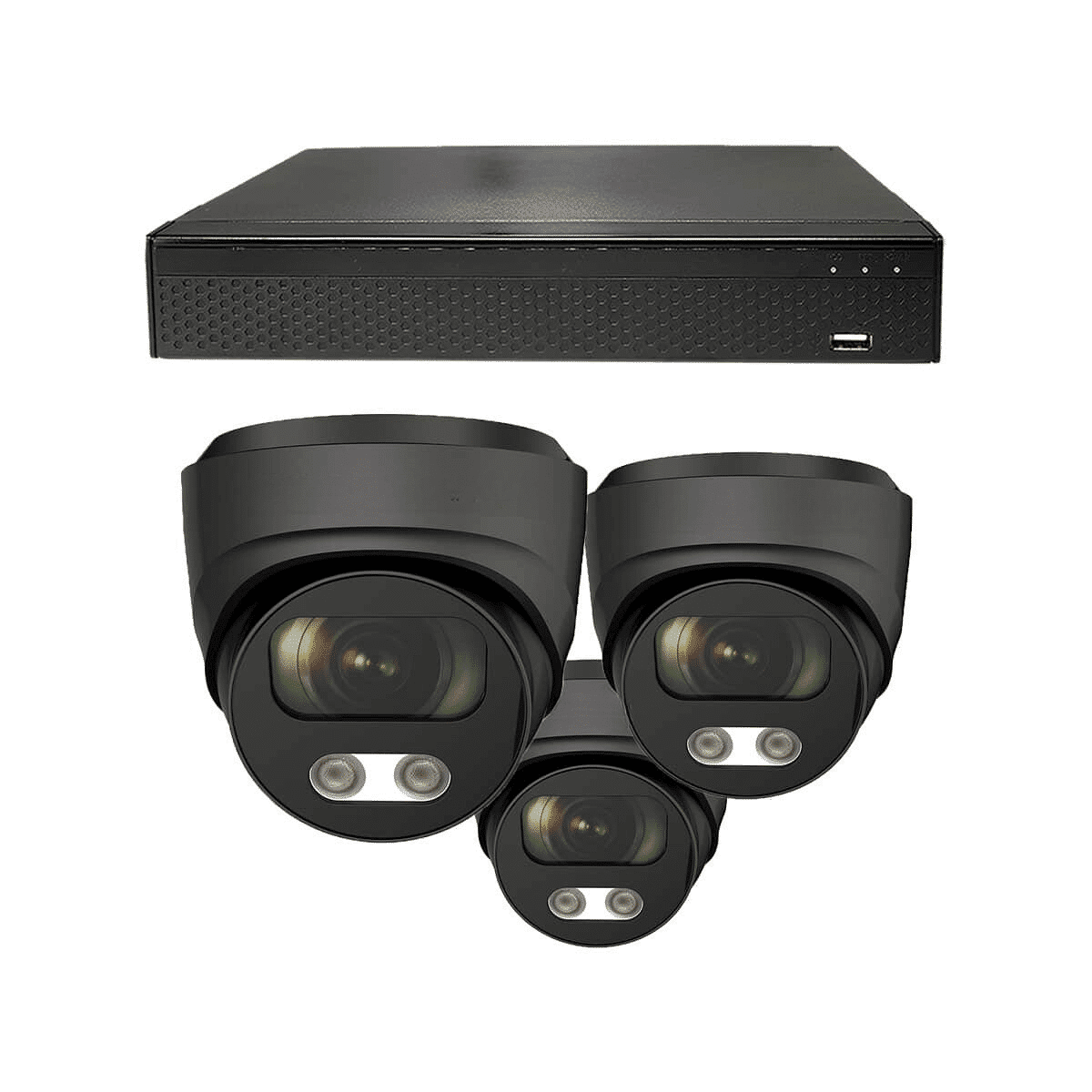 Dutch Security Systems 3x Beveiligingscamera Bekabeld - Audio Dome Basic - Zwart