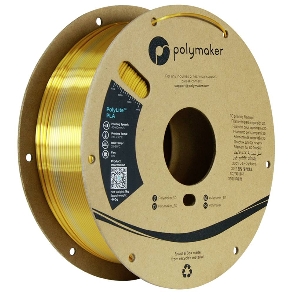 Polymaker PA03027 Dual Silk Filament PLA zijdeglans Meerkleurig, Zijdeglans 1.75 mm 1000 g Crown, Goud, Zilver PolyLite™ 1 stuk(s)