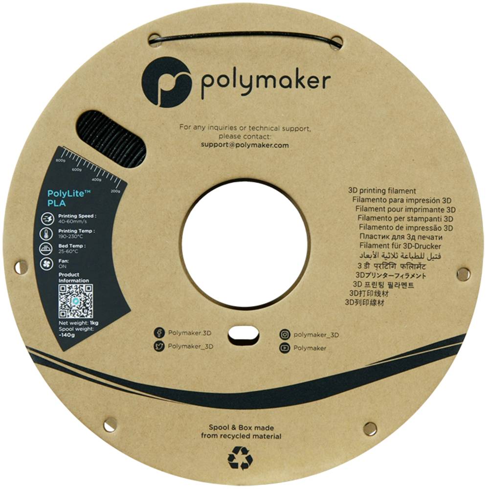 Polymaker PA02013 Galaxy Filament PLA kunststof 1.75 mm 1000 g Zwart (fonkelend) PolyLite™ 1 stuk(s)