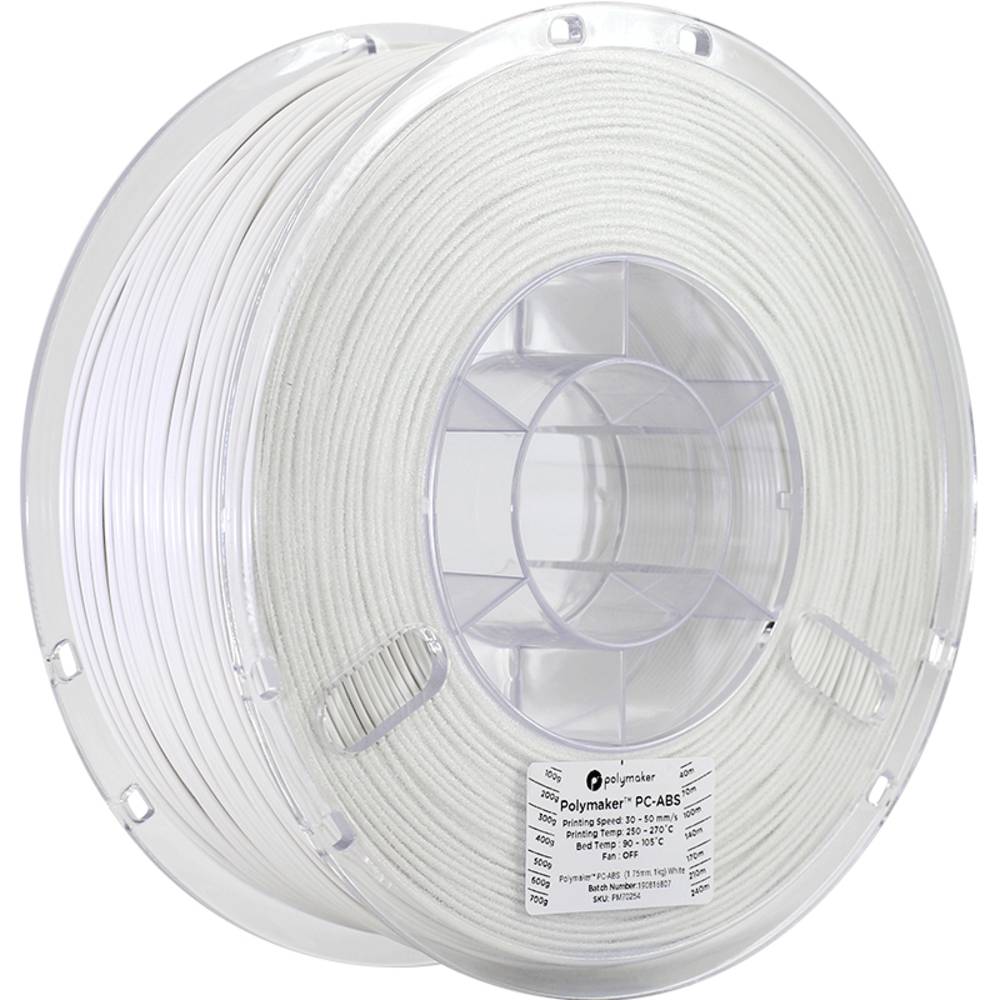 Polymaker PC04002 PC04002 Filament PC-ABS Hittebestendig, Slagvast 1.75 mm 1000 g Wit 1 stuk(s)