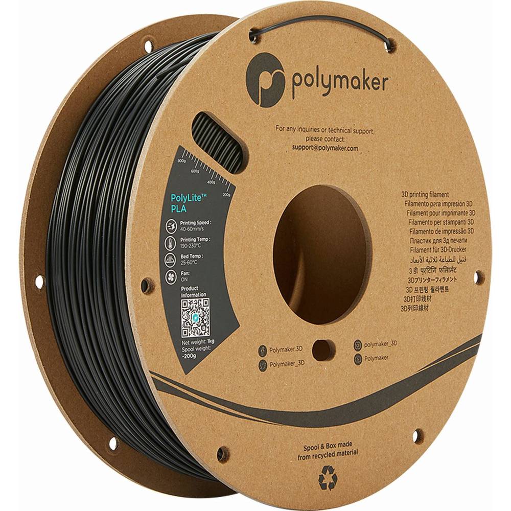 Polymaker PA02037  PolyLite PLA Filament True Black 1.75 mm / 3kg Filament PLA kunststof Hoge stijfheid, Hoge treksterkte 1.75 mm 3000 Zwart PolyLite™