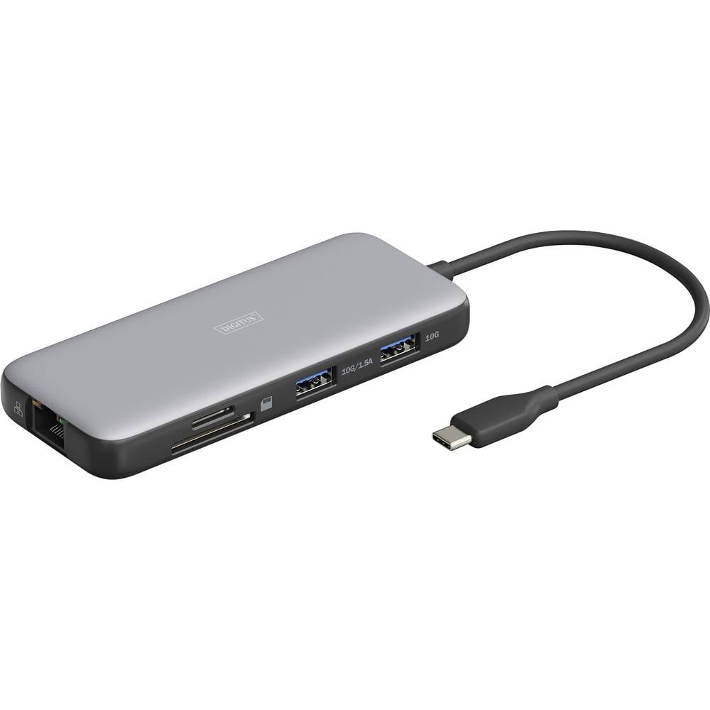 Digitus DA-70915 USB-C dockingstation Incl. laadfunctie, Geïntegreerde kaartlezer, M.2 SSD-slot, USB-C Power Delivery