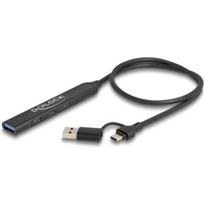 DeLock 64272 interface hub USB 3.2 Gen 1 (3.1 Gen 1) Type-C 5000 Mbit/s Zwart