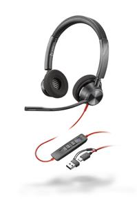 HP Poly Blackwire C3320-M On Ear headset Computer Kabel Stereo Zwart Headset, Microfoon uitschakelbaar (mute), Volumeregeling