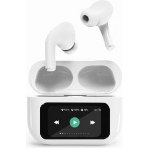 Gembird TWS-LCD-ANC-01-W In Ear oordopjes HiFi Bluetooth Stereo Wit
