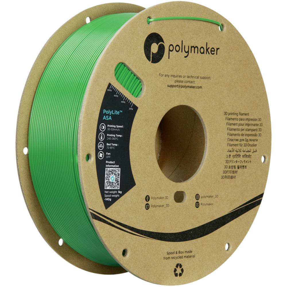 Polymaker PF01030 Green Filament ASA UV-bestendig, Weerbestendig, Hittebestendig, Slagvast 1.75 mm 1000 g Groen PolyLite™ 1 stuk(s)