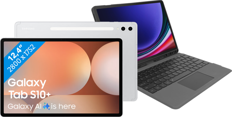 Samsung Galaxy Tab S10 Plus 12,4 inch 512GB Wifi Zilver +BlueBuilt Toetsenbord Hoes QWERTY
