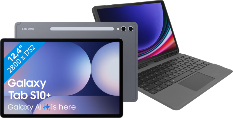 Samsung Galaxy Tab S10 Plus 12,4 inch 256GB Wifi en 5G Grijs + BlueBuilt Hoes QWERTY