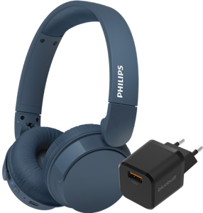 Philips TAH4209 Blauw + BlueBuilt Quick Charge Oplader met Usb A Poort 18W Zwart