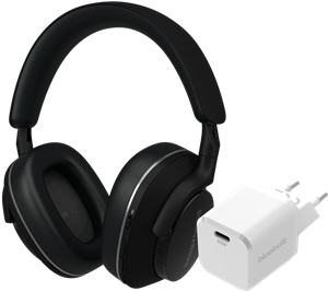 Bowers & Wilkins Px7 S2e Zwart + BlueBuilt Power Delivery Oplader met Usb C Poort 20W Wit