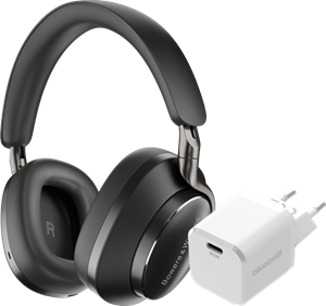 Bowers & Wilkins Px8 Zwart + BlueBuilt Power Delivery Oplader met Usb C Poort 20W Wit