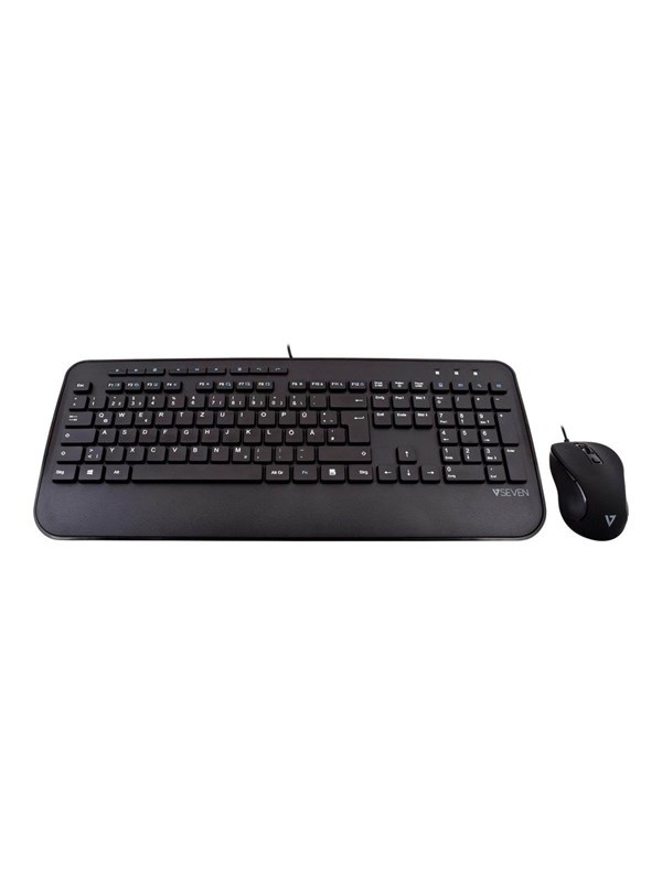 V7 CKU300DE - keyboard and mouse set - German - black - Keyboard and mouse set - Duits - Zwart