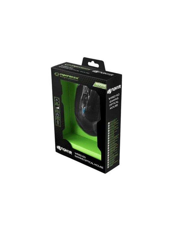 Esperanza MX205 FIGHTER - Muis - USB - Blauw - Muis - Optisch - 6 knoppen - Blauw