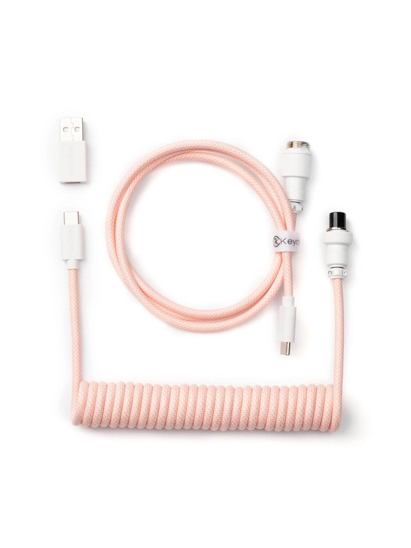 Keychron Coiled Aviator USB-C Cable Straight - Light Pink - Upgrade Accessoires - Roze