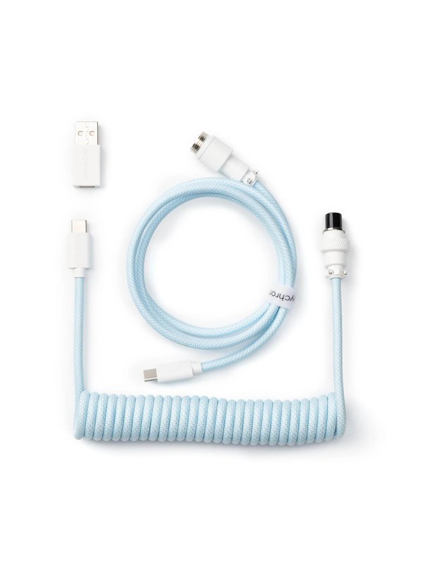Keychron Coiled Aviator USB-C Cable Straight - Light Blue - Upgrade Accessoires - Blauw