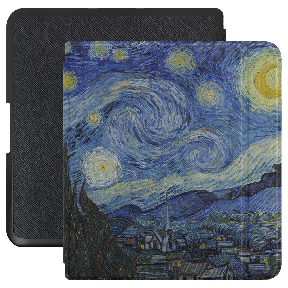 Lunso Kobo Forma hoes (8 inch) - Vegan Saffiano Leren sleepcover - Van Gogh Sterrennacht