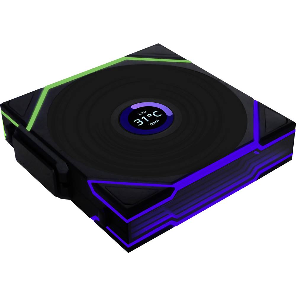 Lian Li UNI FAN TL Wireless LCD Lüfter, ARGB, PWM - 120 mm, schwarz PC-ventilator Zwart (b x h x d) 120 x 28 x 124 mm