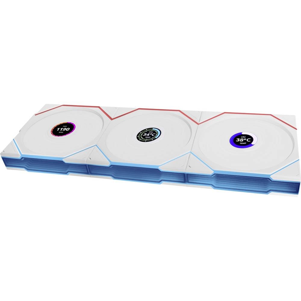 Lian Li UNI FAN TL Wireless LCD Lüfter, ARGB, PWM, 3er-Pack inkl. Controller PC-ventilator Wit (b x h x d) 120 x 28 x 124 mm