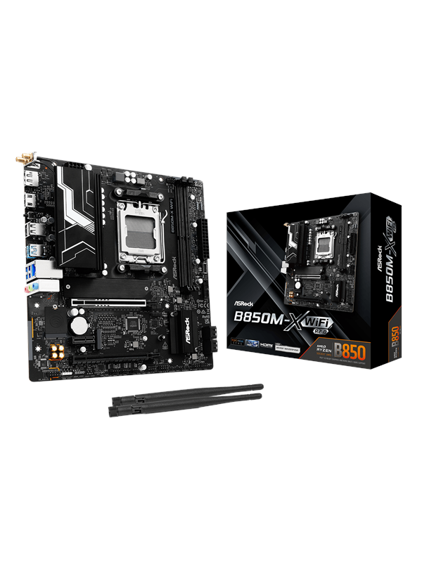 ASRock B850M-X WiFi R2.0 Moederbord - AMD B850 - AMD AM5 socket - DDR5 RAM - Micro-ATX