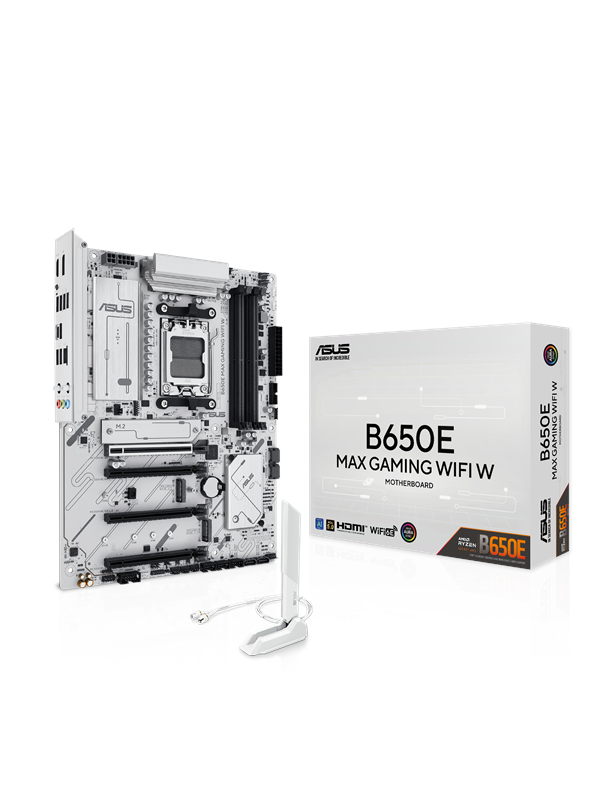 Asus B650E MAX GAMING WIFI WHITE Moederbord - AMD B650 - AMD AM5 socket - DDR5 RAM - ATX