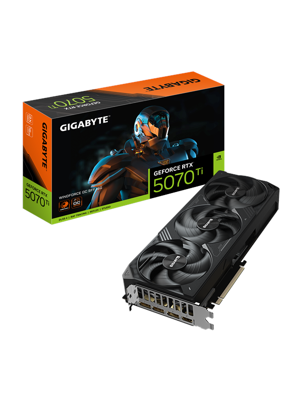 Gigabyte GeForce RTX 5070 Ti WindForce 3 OC - 16GB GDDR7 RAM - Grafische kaarten