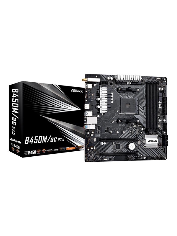 ASRock B450M/ac R2.0 Moederbord - AMD B450 - AMD AM4 socket - DDR4 RAM - Micro-ATX