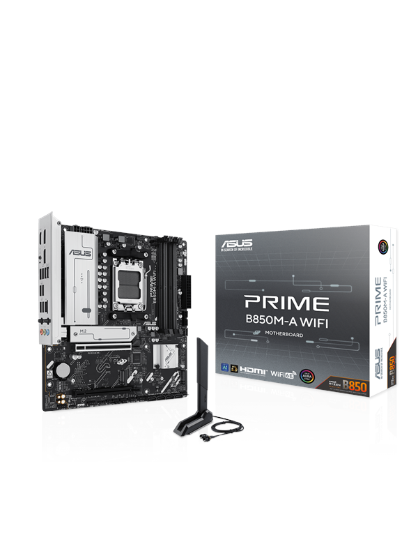 Asus PRIME B850M-A WIFI Moederbord - AMD B850 - AMD AM5 socket - DDR5 RAM - Micro-ATX