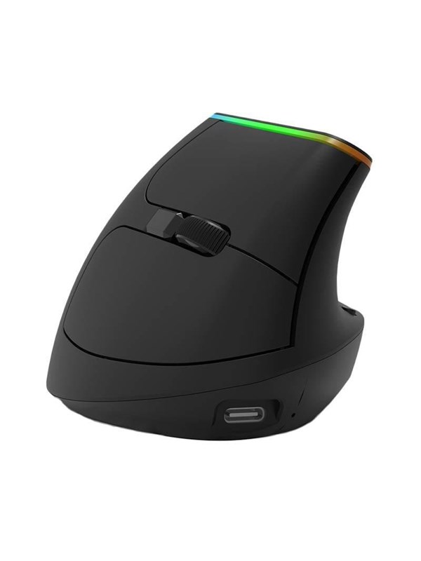 Delux Wireless Vertical Mouse  M618DB BT4.0 + 2.4Ghz 4000DPI RGB - Vertical mouse - Optical / gyroscopic - 6 knoppen - Zwart