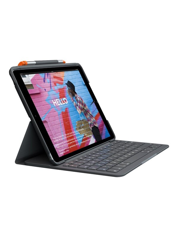 Logitech Slim Folio - Toetsenbord and folio case - QWERTZ - Swiss - graphite - Keyboard and folio case - Zwitsers - Grijs