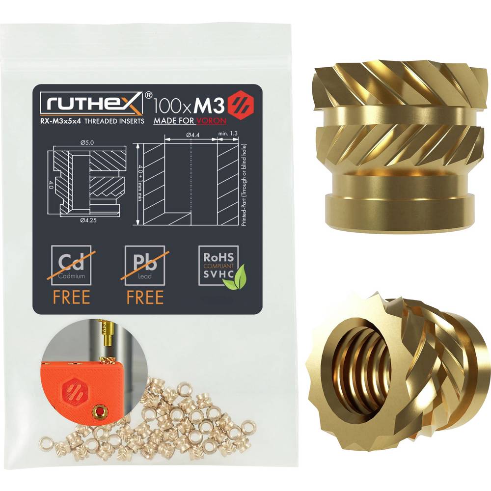 Ruthex Schroefdraadinzet RX-M3x5x4 GE-M3x5x4-001