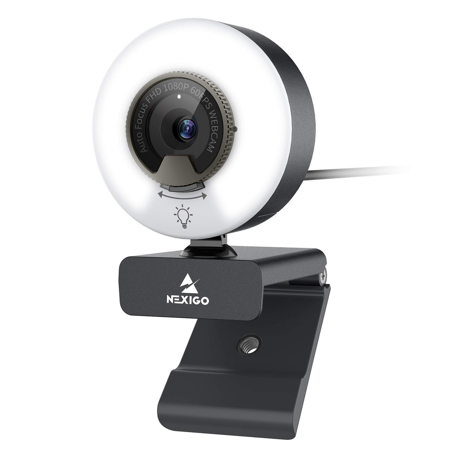 Select Items Norisuke NexiGo web camera 60fps with light N960E webcam 1080P automatic light correction stepless dimming 3 light colors PC camera autofocus privacy cover USB zwart