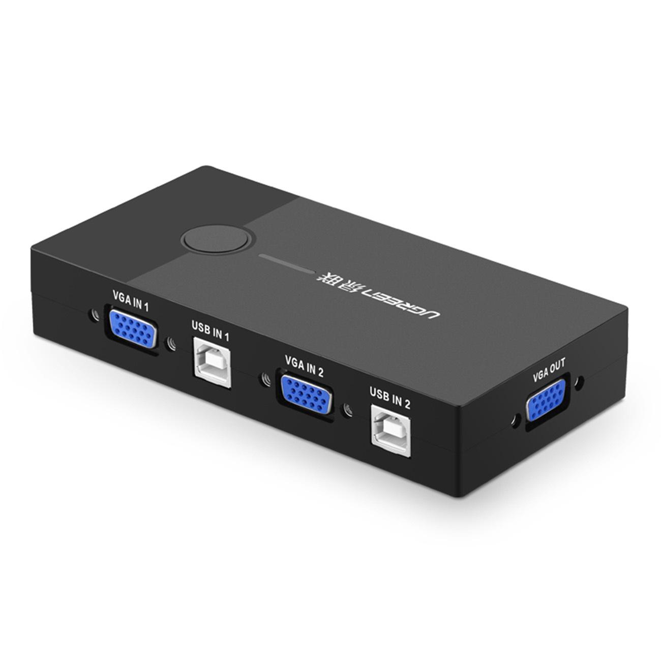 MANADA -  Tech Ugreen Dual Monitor KVM Switch - Effortless Two-PC Control in Sleek Black Design