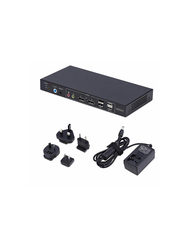 StarTech.com 2-Port Dual-Monitor DP KVM Switch w/Video Matrix 4K 60Hz - KVM / audio / USB switch - 2 ports - TAA Compliant