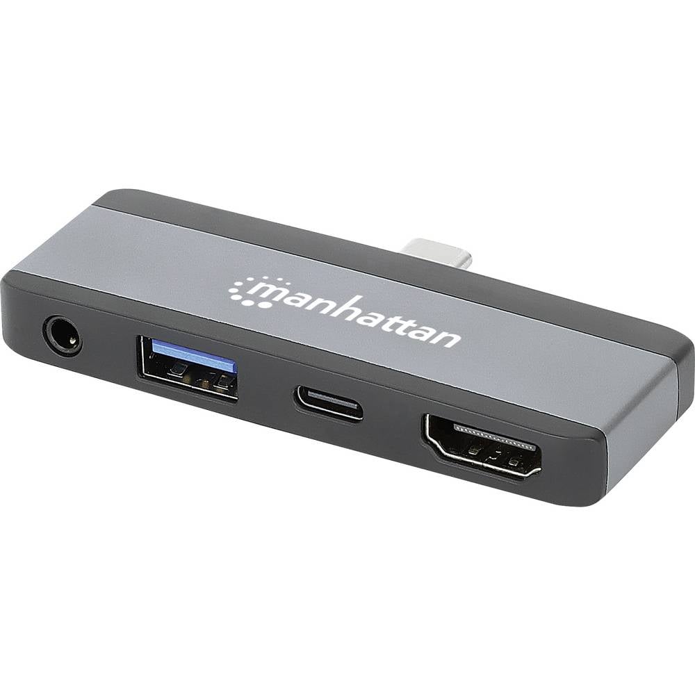 Manhattan USB-C 4-in-1 Dockingstation USB C-Stecker auf HDMI USB-A USB-C PD 3,5 mm Klinke USB-C dockingstation USB-C Power Delivery