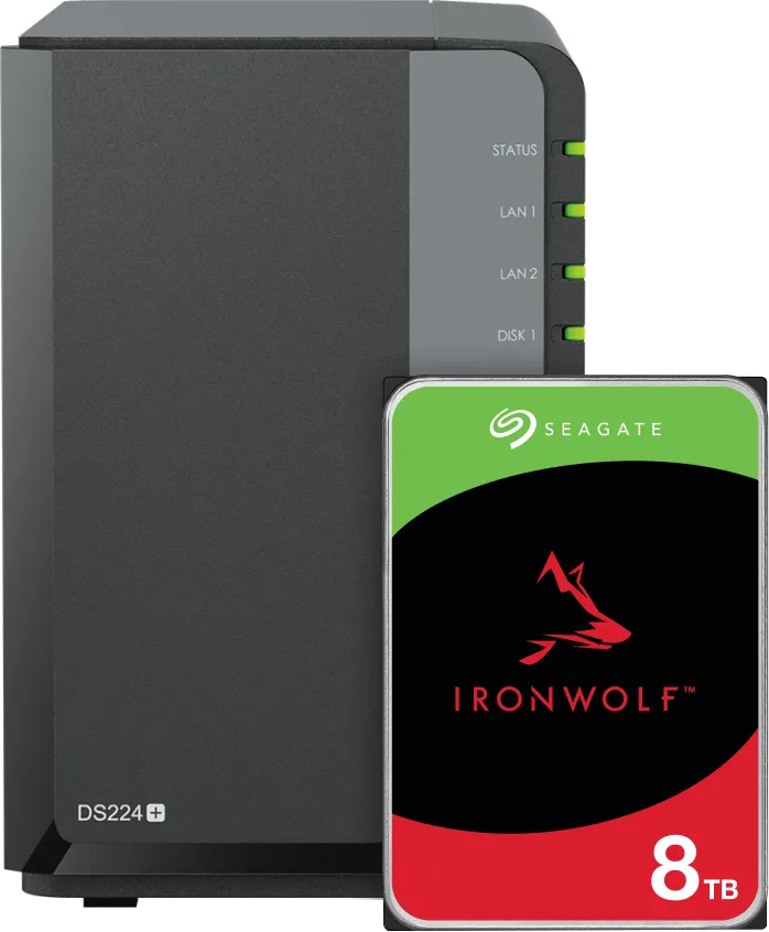 Synology DS224+ NAS + Seagate Ironwolf 8TB