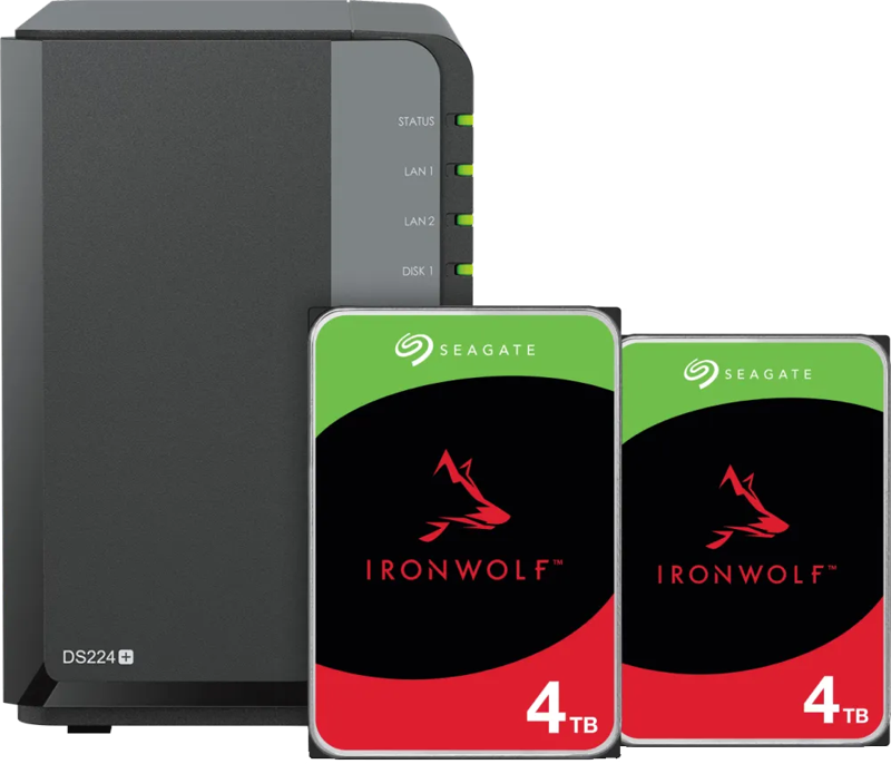 Synology DS224+ NAS + Seagate Ironwolf 4TB Duo pack