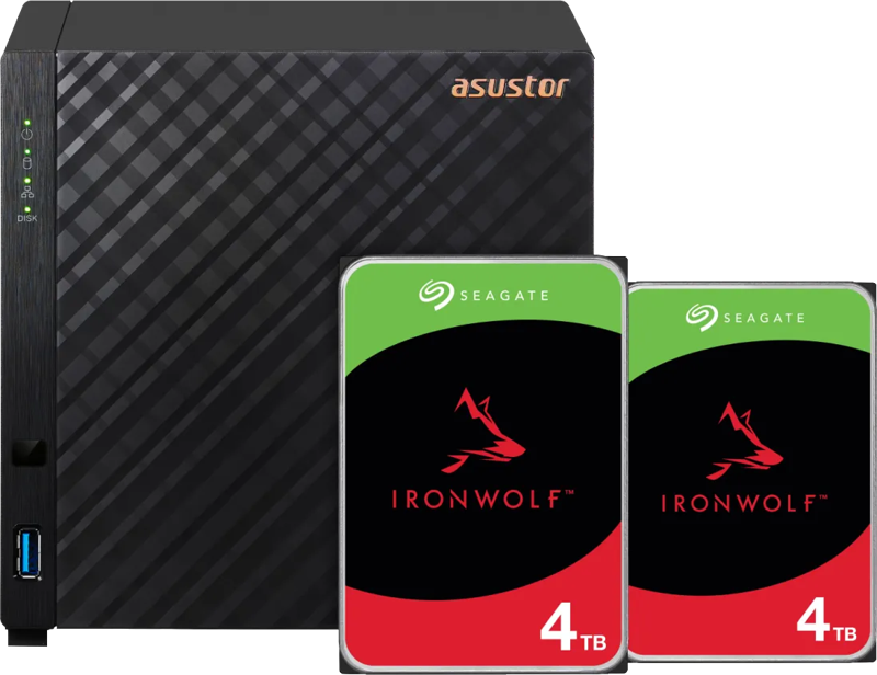 Asustor AS1104T + Seagate Ironwolf 8TB (2x4TB)