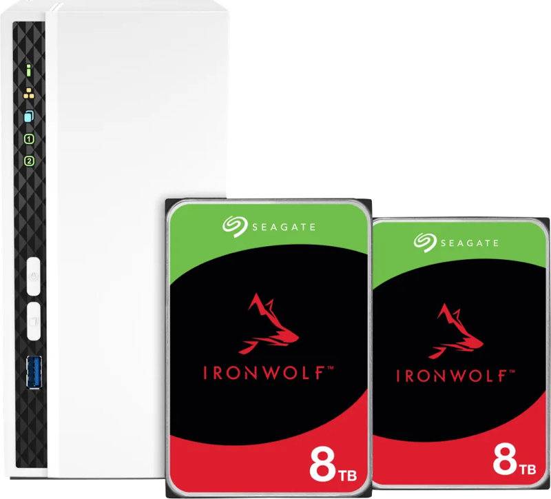 QNAP TS-233, Seagate Ironwolf 8TB Duo pack