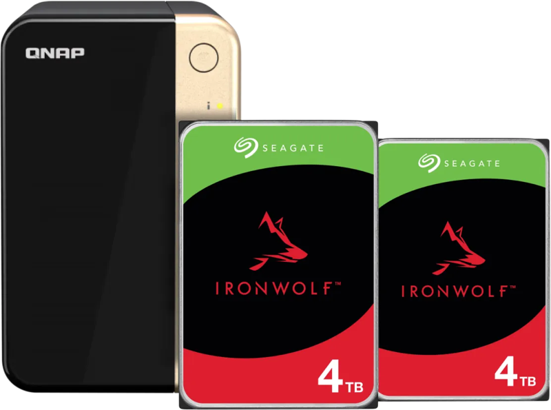 QNAP TS-264-8G, Seagate Ironwolf 4TB Duo pack