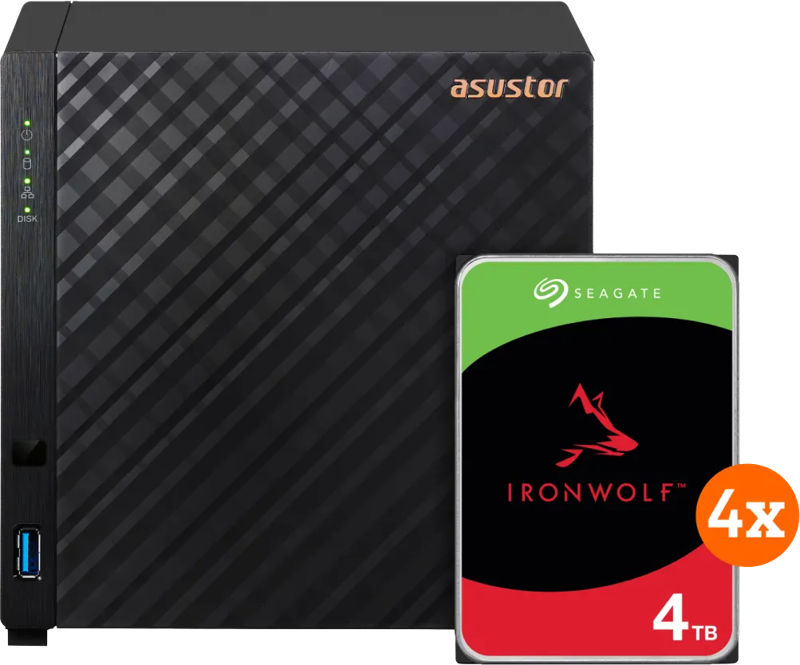 Asustor AS1104T + Seagate Ironwolf 16TB (4x4TB)