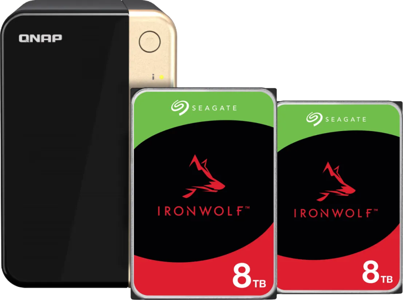 QNAP TS-264-8G, Seagate Ironwolf 8TB Duo pack