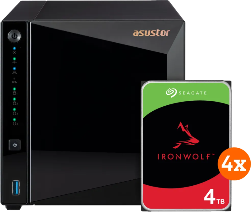 Asustor AS3304T v2 + Seagate Ironwolf 16TB (4x4TB)