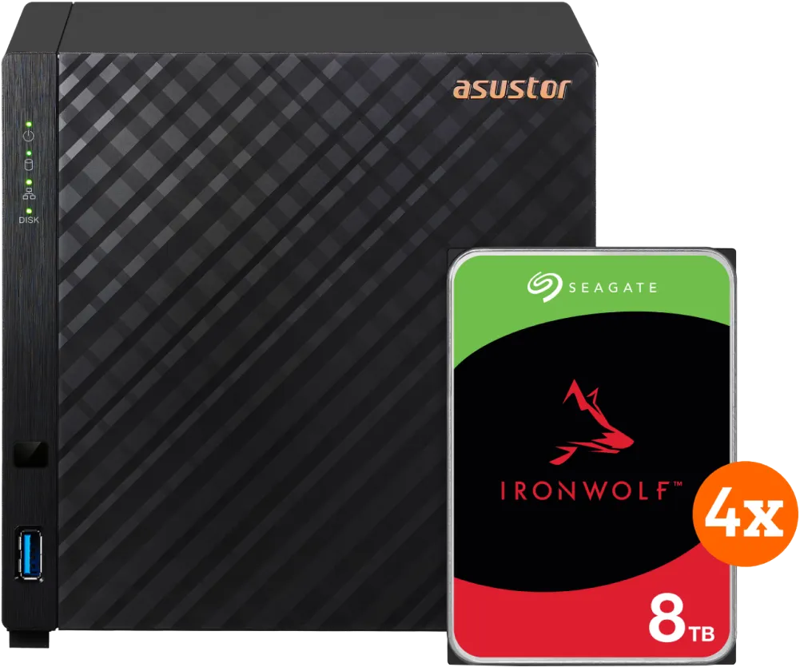 Asustor AS1104T + Seagate Ironwolf 32TB (4x8TB)