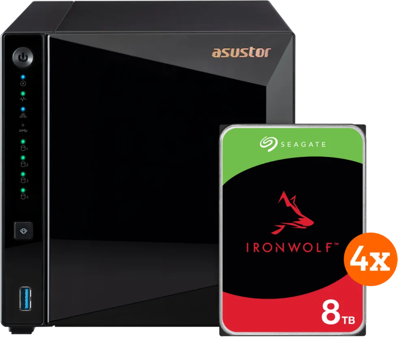 Asustor AS3304T v2 + Seagate Ironwolf 32TB (4x8TB)