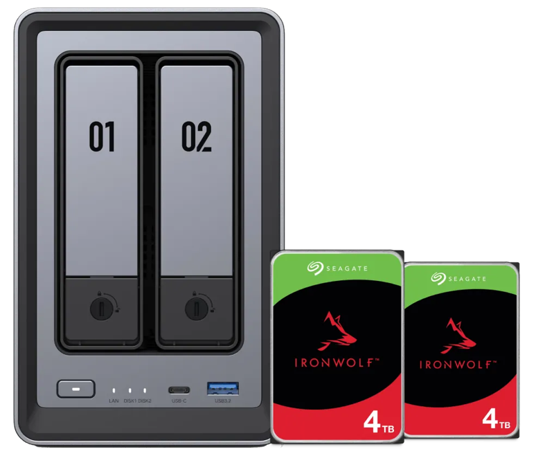 Ugreen NASync DXP2800, Seagate Ironwolf 4TB Duo Pack
