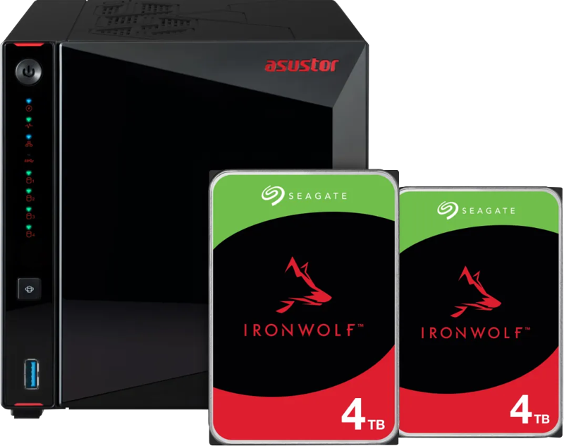 Asustor AS5404T + Seagate Ironwolf 8TB (2x4TB)