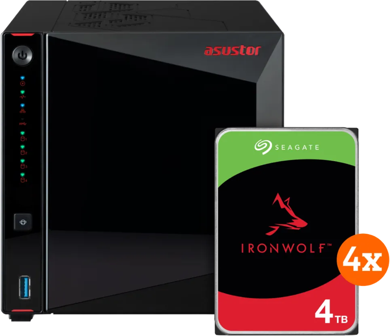 Asustor AS5404T + Seagate Ironwolf 16TB (4x4TB)